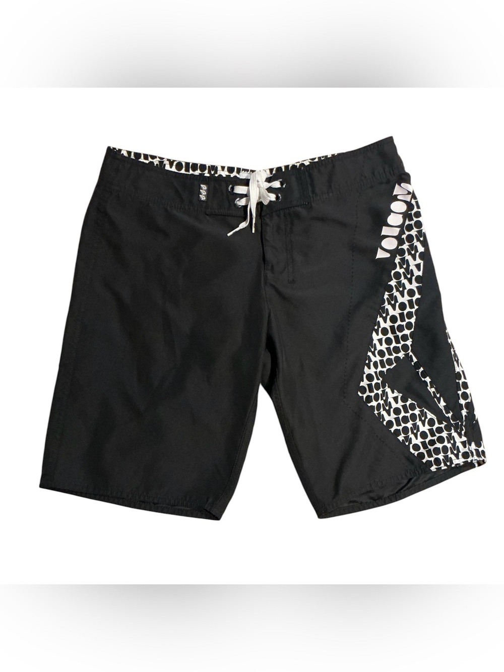 Volcom Miss Mod swim board shorts boardshorts size 9 black white